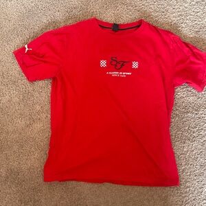 Puma Red Crewneck Tee with Center Crest